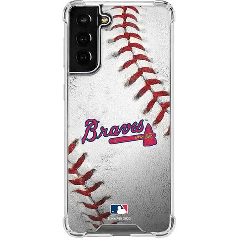 MLB Atlanta Braves Game Ball Galaxy S21 FE Clear Case